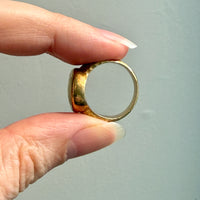 Unique! 18k Gold Vintage Signed Hammer Finish Signet Ring - Size 6.75-7