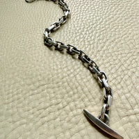 1960-1973 Robert Valentin Olsen - Chunky Silver Biker Link Bracelet with Toggle Clasp - 8.6 inch length