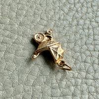 18k gold vintage charm or pendant - Baby Buggy, Baby Carriage