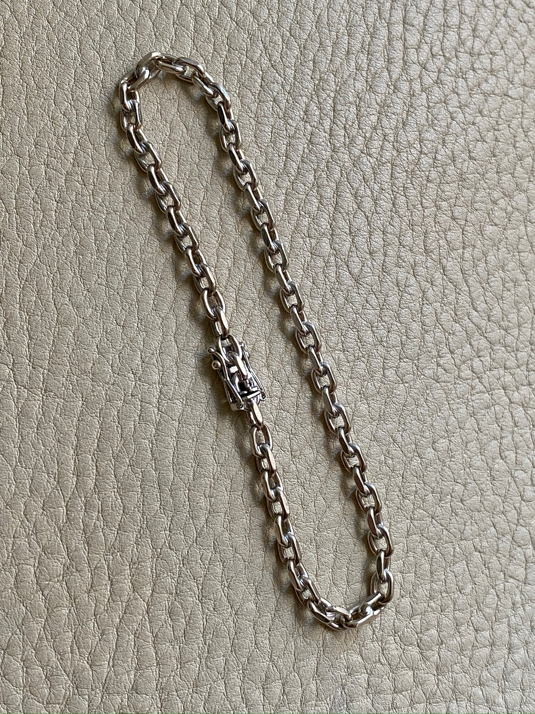 Bent Larsen 14k White Gold Biker Link bracelet - 7.8 inch length