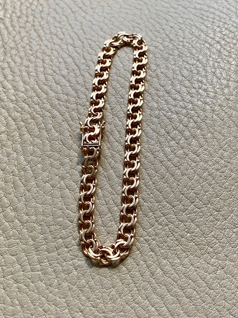 Vintage 1963 Double link solid 18k gold bracelet - 7.7 inch length