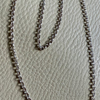 Vintage Silver Swedish Rolo Link Necklace- 32.25 inch length