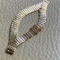 14k gold Danish brick link bracelet - textured and reversible - 7.75 inch length