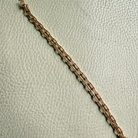 1977 Double Biker Chain Bracelet with Elongated Links - Vintage 18k Gold - 7.4 inch length