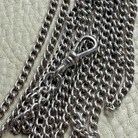 Edwardian era Sterling Silver Longuard Curb Link Chain with Swivel Dog Clip - 31 inch doubled necklace length adjustable