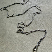 Early 1900s Antique PLATINUM Link Longuard Chain Necklace with Dog Clip - 31-62 inch length