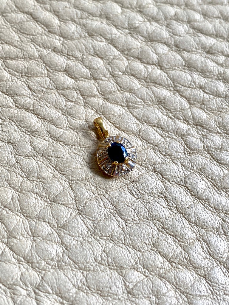 Vintage 18k gold with sapphire and diamond pendant or charm