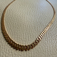 Luxurious Vintage Swedish 18k gold pressed curb link necklace, graduated width - 16.8 inch length