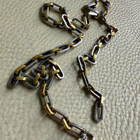 UNIQUE Chunky Sterling Silver with Alternating Gilt Links - Taxco Link Necklace - 24 inch length