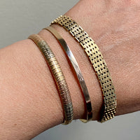 14k gold Danish brick link bracelet - satin and reversible - 7.75 inch length