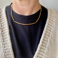 Geometric tubular handmade gold bar link necklace - 18k gold - Swedish 1960s era