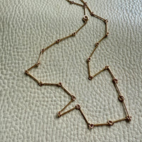 1943 Vintage Geometric 18k Gold Rod Link Necklace - up to 21 inch length