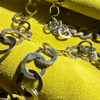 Silver Handmade Flat Circles Chain Necklace - 36 inch length