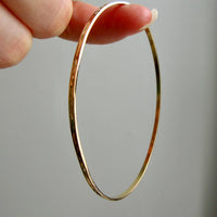 Skinny 18k Gold Vintage Oval Bangle - 8.5 inch interior circumference