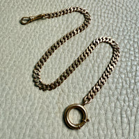 Antique 18k Gold Curb Link Watch Chain Necklace Extender with Large Bolt Clasp - 11 inch length