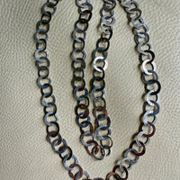 Silver Handmade Flat Circles Chain Necklace - 36 inch length