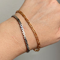 Portuguese Vintage 19.2 Karat Rose Gold Unique Oblong Curb Link Bracelet - 8 inch length