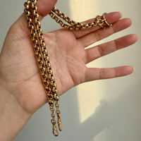 Antique 18k Gold Rolo Link Watch chain Necklace Setup with Large Bolt clasps - 21.75 inch total length