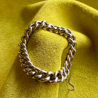 Antique Silver Bernhard Hertz Hollow Puffy Curb Link Bracelet - 6.9 inch interior circumference
