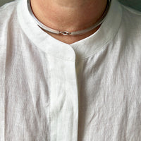 1970s era Vintage Sterling Silver Bar Link Choker Necklace by Franz Scheuerle Quinn – 14.5 inch interior circumference