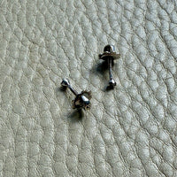 Vintage Italian 18k white gold diamond stud earrings with threaded posts