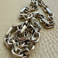 Vintage Sterling Silver Chunky Biker Link Chain Necklace – 22 Inch Length