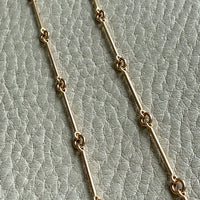 1943 Vintage Geometric 18k Gold Rod Link Necklace - up to 21 inch length