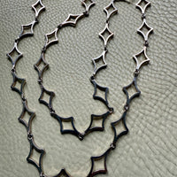 PUIG DORIA Spanish Vintage Chunky Silver Astroid Diamond Link Necklace - 34 inch length