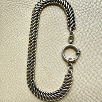 Silver 19th Century Dutch Figure-8 Pocket Watch Chain with Large Bolt Clasp - 12.7 inch length