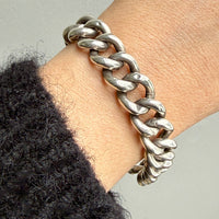 Vintage Swedish Puffy Curb Link Bracelet 830 Silver – 7.5 inch interior circumference