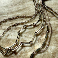SPECIAL 1975 Sterling Silver Alternating Long and Round Link Chain Necklace - 31 inch length