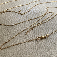 Antique cable link guard chain necklace in 18k gold - 58 inch length