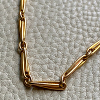 Spanish 19th Century Antique Watch Chain Double Fetter, Hayseed Link Necklace in 18k gold - 16 inch length