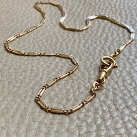 18k Gold Bar-Link Watch Chain Necklace with Dog Clip - 16.4 inch length