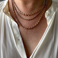 1960 Swedish Vintage Tulip Link Necklace in Rosy 18k gold - 16.3 inch length