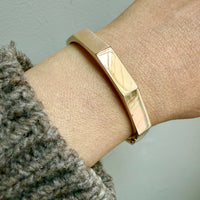 SPECTACULAR!! 10 Sided Geometric Hinged Bangle in 14k Yellow Gold - 1970s era - by Fleming Lund- 6.75 inch
