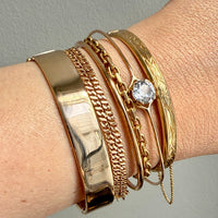 Midcentury era 18k gold Curb Link - Double strand bracelet - 7.6 inch length