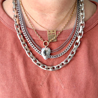Antique Double Rolo Link Necklace with Barrel Clasp - 18.8 inch length