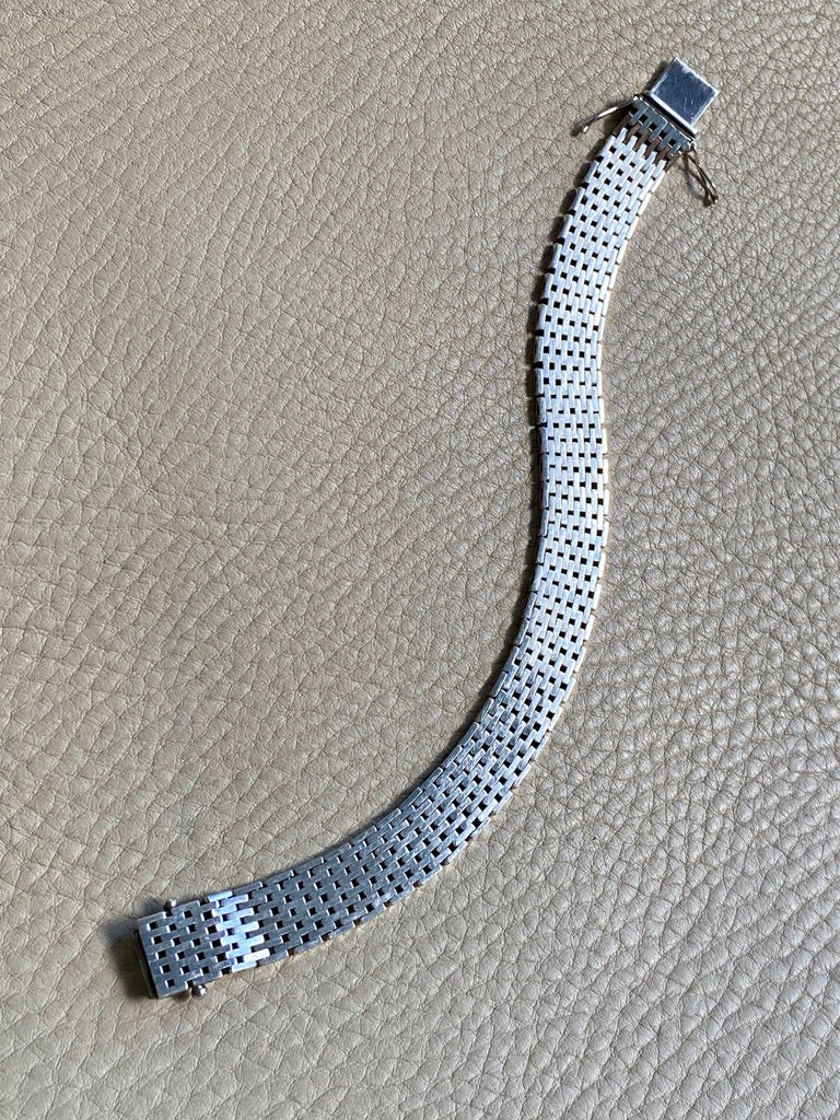 1975 Sterling silver brick link bracelet - Falköping, Sweden - 7.25 inch length
