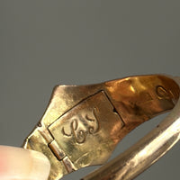 1847 Antique 18k Gold Mourning Ring with Secret Compartment – Size 7.5
