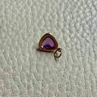 18k gold transparent purple amethyst stone puffy droplet pendant or charm