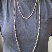 Loooong Vintage Double Rolo Link Necklace in Silver – 41 Inch Length