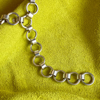 Vintage Sterling Silver oversized Circle Link Chain Necklace - Adjustable length up to 20 inches