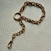 18k Gold Antique Biker Link Watch Chain Necklace Extender or Bracelet with Large Bolt Clasp - 11.2 inch length