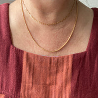 Sparkly 2mm Italian Biker link Necklace in 18k Gold - 19.6 inch length