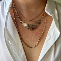Longer Length 14k Gold Biker Link Necklace 3mm width - 22.2 inch length