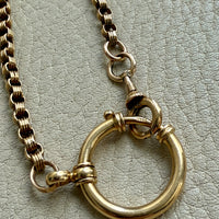 1891 Antique 18k Gold Watch Chain Necklace with Large Bolt Clasp - 18 inch length