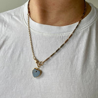 Antique Two Color watch chain necklace - 9k gold - 19.7 inch length hayseed link