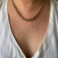 Vintage Chubby Graduated Rolo Link Necklace 18k Gold – 18.25 Inch Length