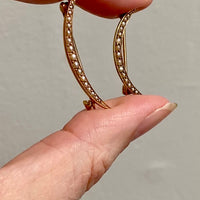 14k Gold Antique Graduated Seed Pearl Crescent Moon Brooch - Medium
